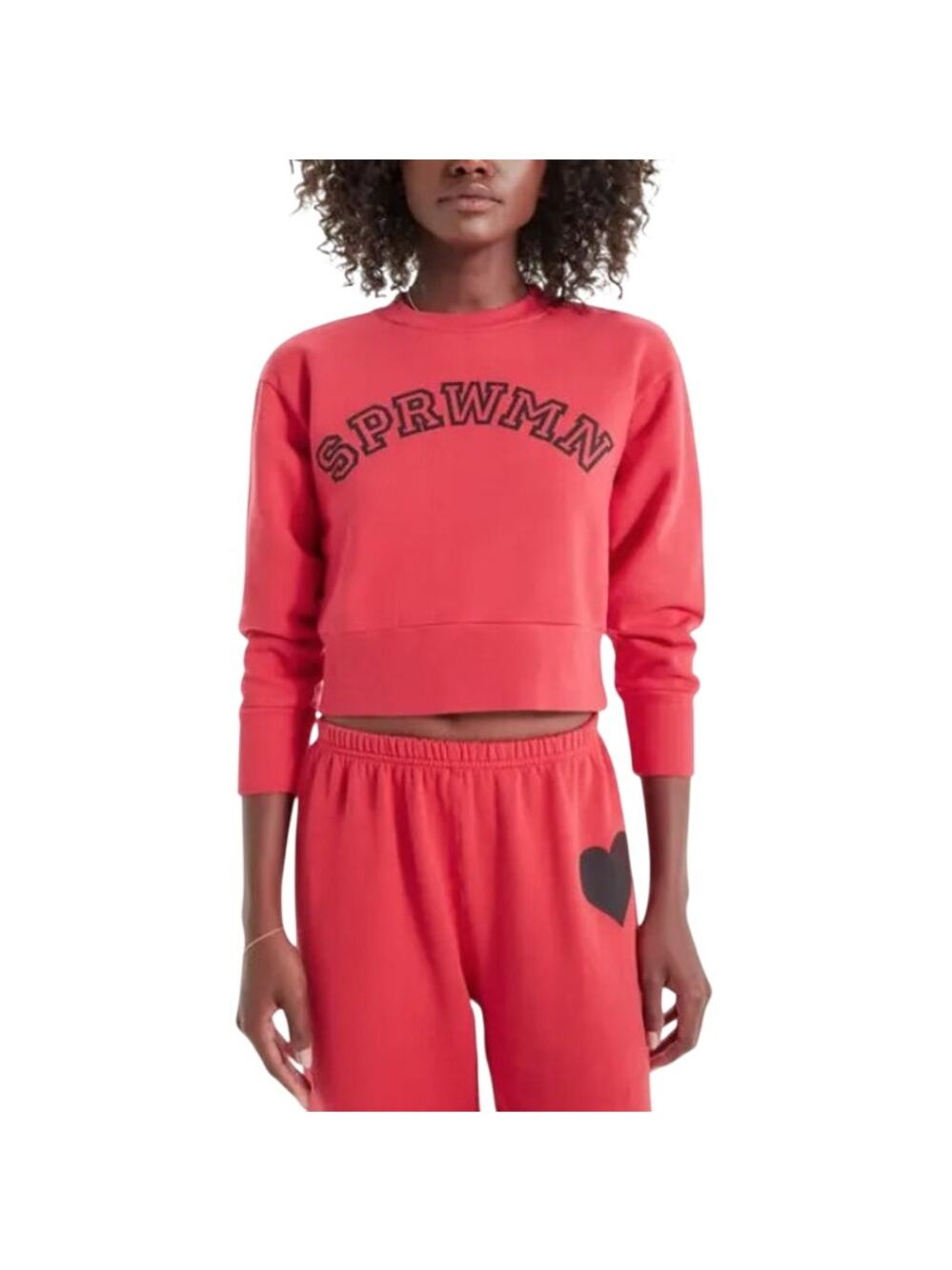 Sprwmn Cozy Red Logo Shrunken Sweatshirt Size M